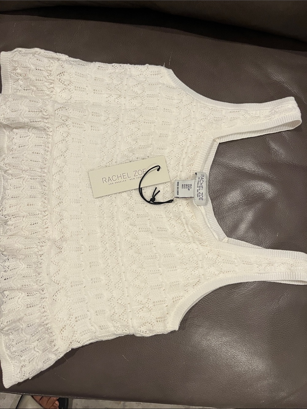RACHEL ZOE Women's Cream Crochet Peplum Tank Shirt and Skirt - Picture 4 of 5